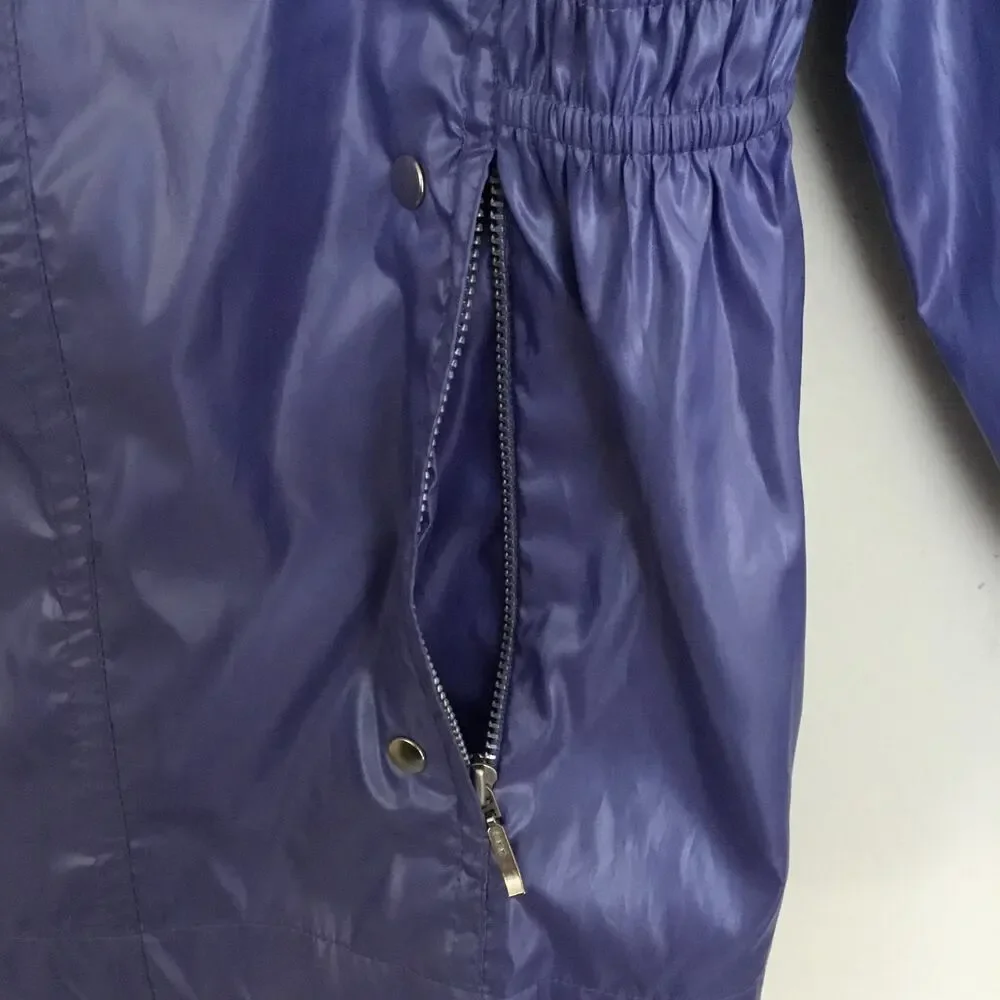 Chico's Zenergy Frosted Purple Shiny Windbreaker Zip Front Jacket Sz 3 (L)